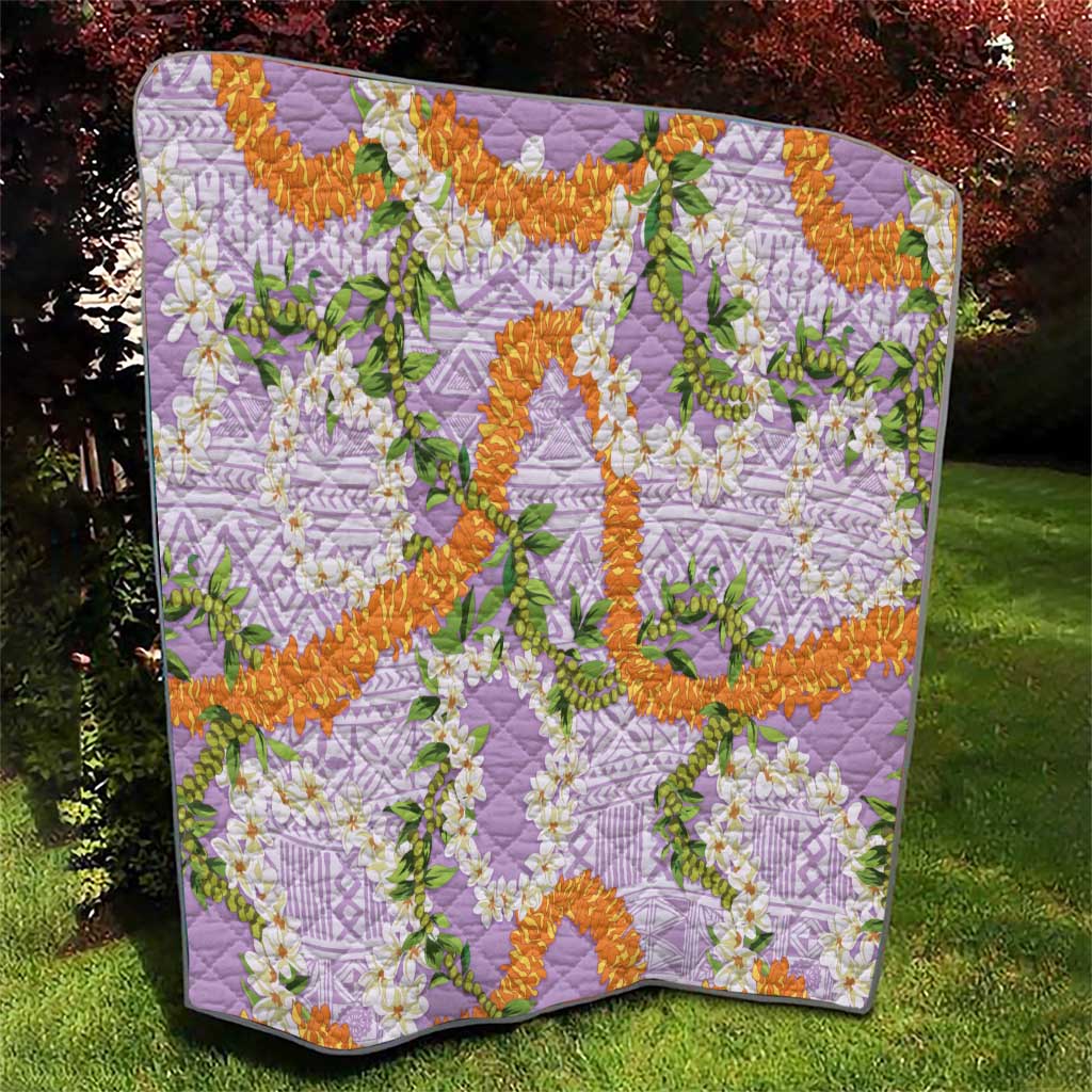 Aloha Festive Hawaii Quilt Mokihana - Maile and Ilima on Lilac - Polynesian Pride