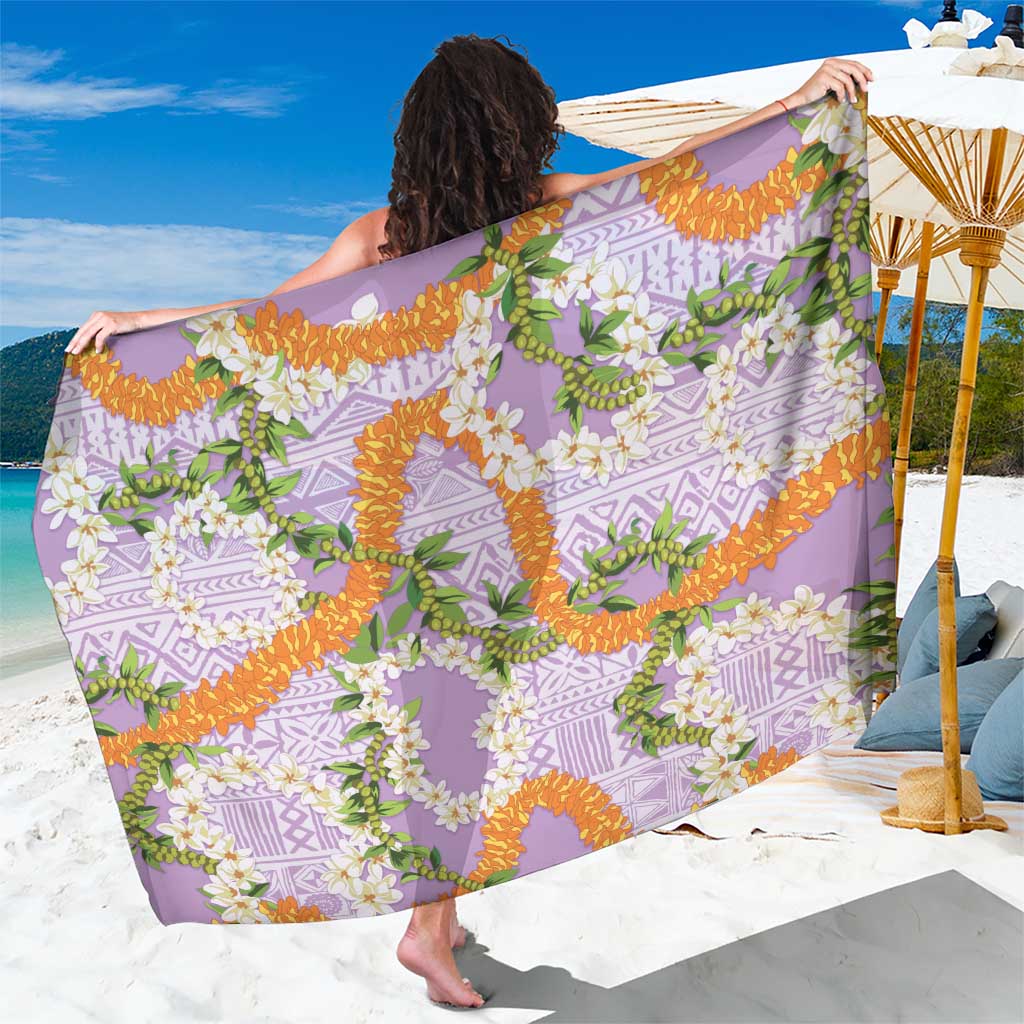 Aloha Festive Hawaii Sarong Mokihana - Maile and Ilima on Lilac - Polynesian Pride