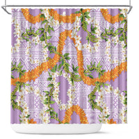 Aloha Festive Hawaii Shower Curtain Mokihana - Maile and Ilima on Lilac - Polynesian Pride