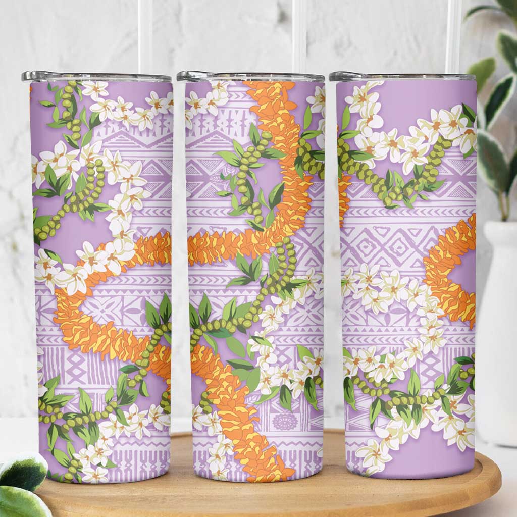 Aloha Festive Hawaii Skinny Tumbler Mokihana - Maile and Ilima on Lilac - Polynesian Pride