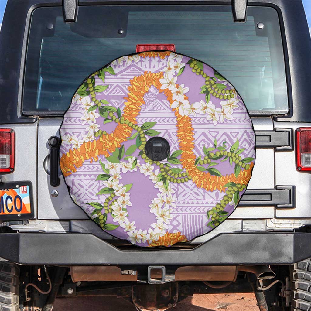 Aloha Festive Hawaii Spare Tire Cover Mokihana - Maile and Ilima on Lilac - Polynesian Pride
