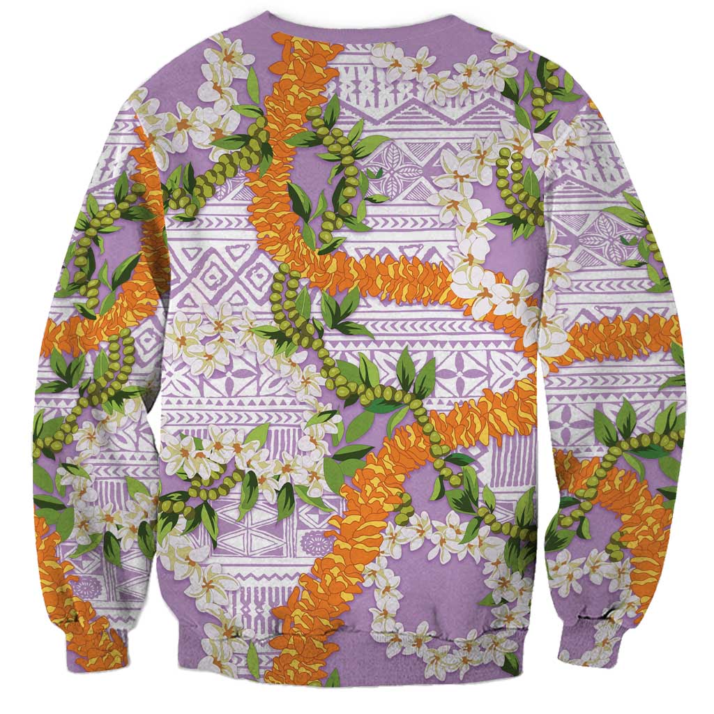 Aloha Festive Hawaii Sweatshirt Mokihana - Maile and Ilima on Lilac - Polynesian Pride