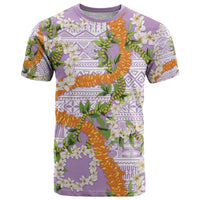 Aloha Festive Hawaii T Shirt Mokihana - Maile and Ilima on Lilac - Polynesian Pride