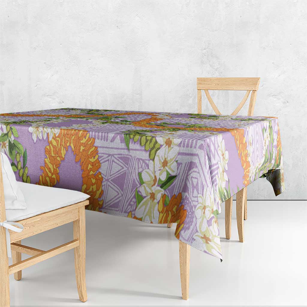 Aloha Festive Hawaii Tablecloth Mokihana - Maile and Ilima on Lilac - Polynesian Pride