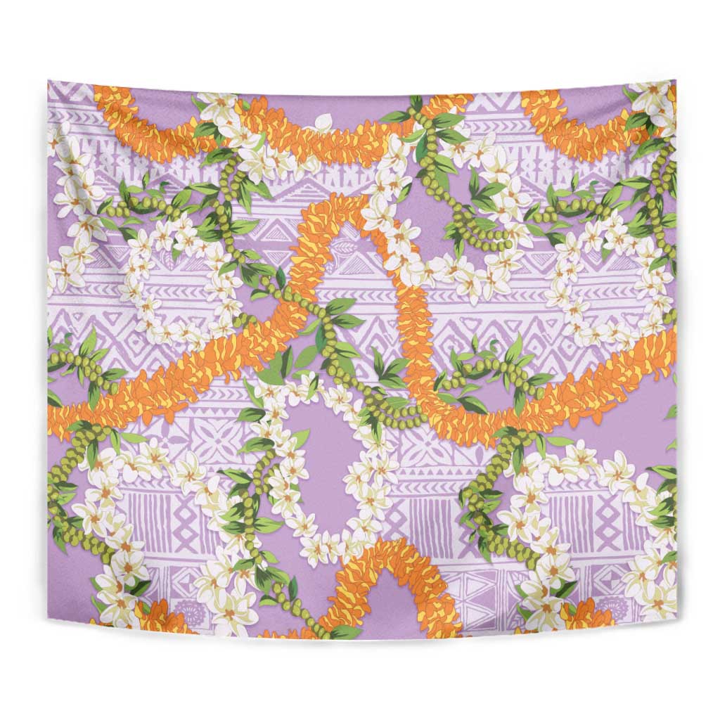 Aloha Festive Hawaii Tapestry Mokihana - Maile and Ilima on Lilac - Polynesian Pride