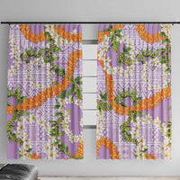 Aloha Festive Hawaii Window Curtain Mokihana - Maile and Ilima on Lilac - Polynesian Pride