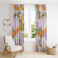Aloha Festive Hawaii Window Curtain Mokihana - Maile and Ilima on Lilac - Polynesian Pride