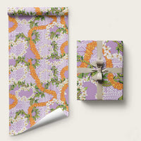 Aloha Festive Hawaii Wrapping Paper Mokihana - Maile and Ilima on Lilac LT7 58" × 23" Lilac - Polynesian Pride