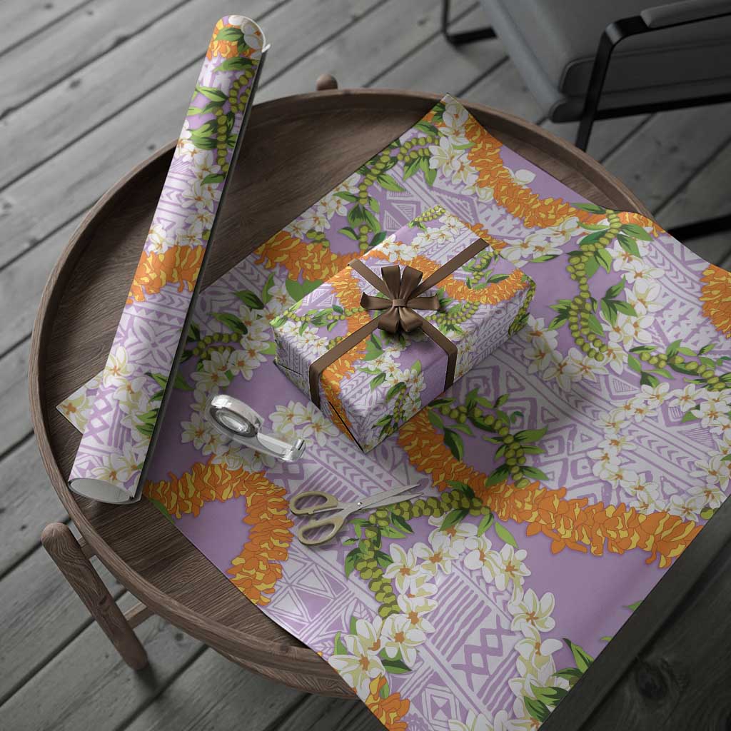 Aloha Festive Hawaii Wrapping Paper Mokihana - Maile and Ilima on Lilac LT7 - Polynesian Pride