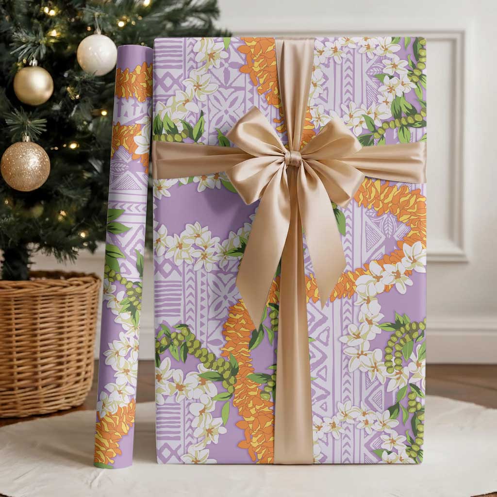 Aloha Festive Hawaii Wrapping Paper Mokihana - Maile and Ilima on Lilac LT7 - Polynesian Pride