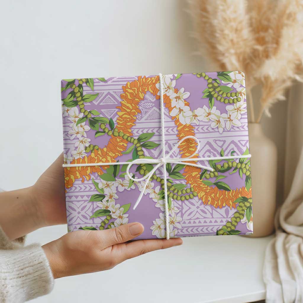 Aloha Festive Hawaii Wrapping Paper Mokihana - Maile and Ilima on Lilac LT7 - Polynesian Pride