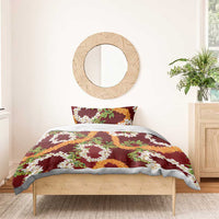 Aloha Festive Hawaii Bedding Set Mokihana - Maile and Ilima on Crimson - Polynesian Pride