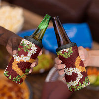 Aloha Festive Hawaii 4 in 1 Can Cooler Tumbler Mokihana - Maile and Ilima on Crimson - Polynesian Pride