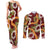 Aloha Festive Hawaii Couples Matching Tank Maxi Dress and Long Sleeve Button Shirt Mokihana - Maile and Ilima on Crimson - Polynesian Pride