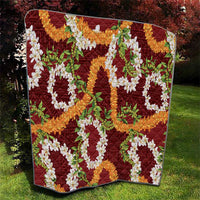 Aloha Festive Hawaii Quilt Mokihana - Maile and Ilima on Crimson - Polynesian Pride