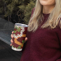 Aloha Festive Hawaii Tumbler Cup Mokihana - Maile and Ilima on Crimson - Polynesian Pride