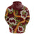 Aloha Festive Hawaii Zip Hoodie Mokihana - Maile and Ilima on Crimson - Polynesian Pride