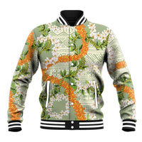 Aloha Festive Hawaii Baseball Jacket Mokihana - Maile Leis in Muted Summer - Polynesian Pride