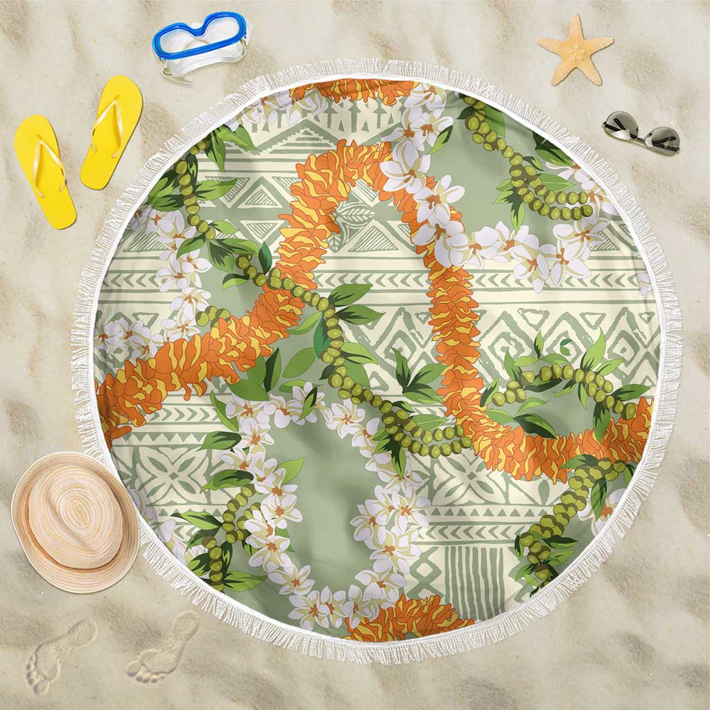 Aloha Festive Hawaii Beach Blanket Mokihana - Maile Leis in Muted Summer - Polynesian Pride