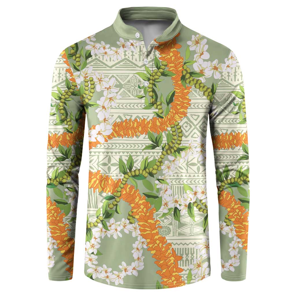 Aloha Festive Hawaii Button Sweatshirt Mokihana - Maile Leis in Muted Summer - Polynesian Pride
