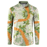 Aloha Festive Hawaii Button Sweatshirt Mokihana - Maile Leis in Muted Summer - Polynesian Pride