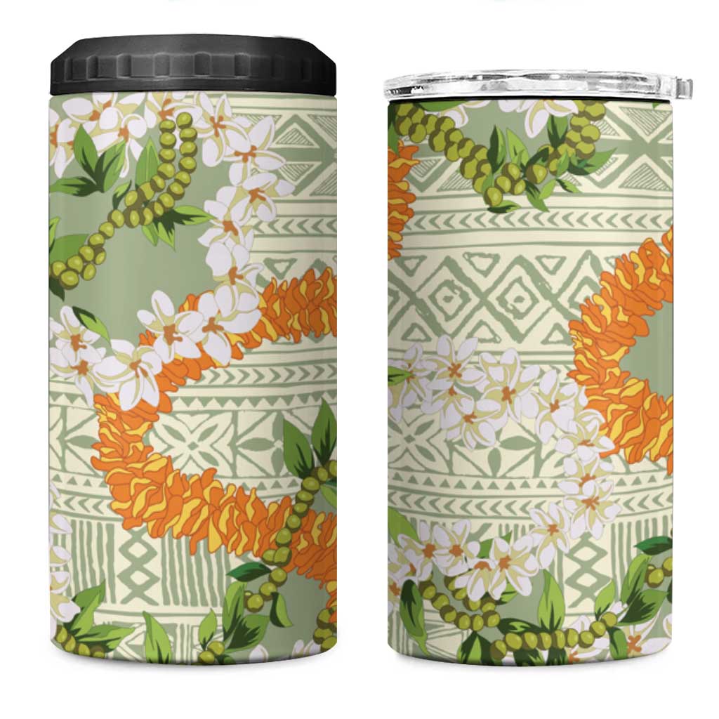 Aloha Festive Hawaii 4 in 1 Can Cooler Tumbler Mokihana - Maile Leis in Muted Summer - Polynesian Pride