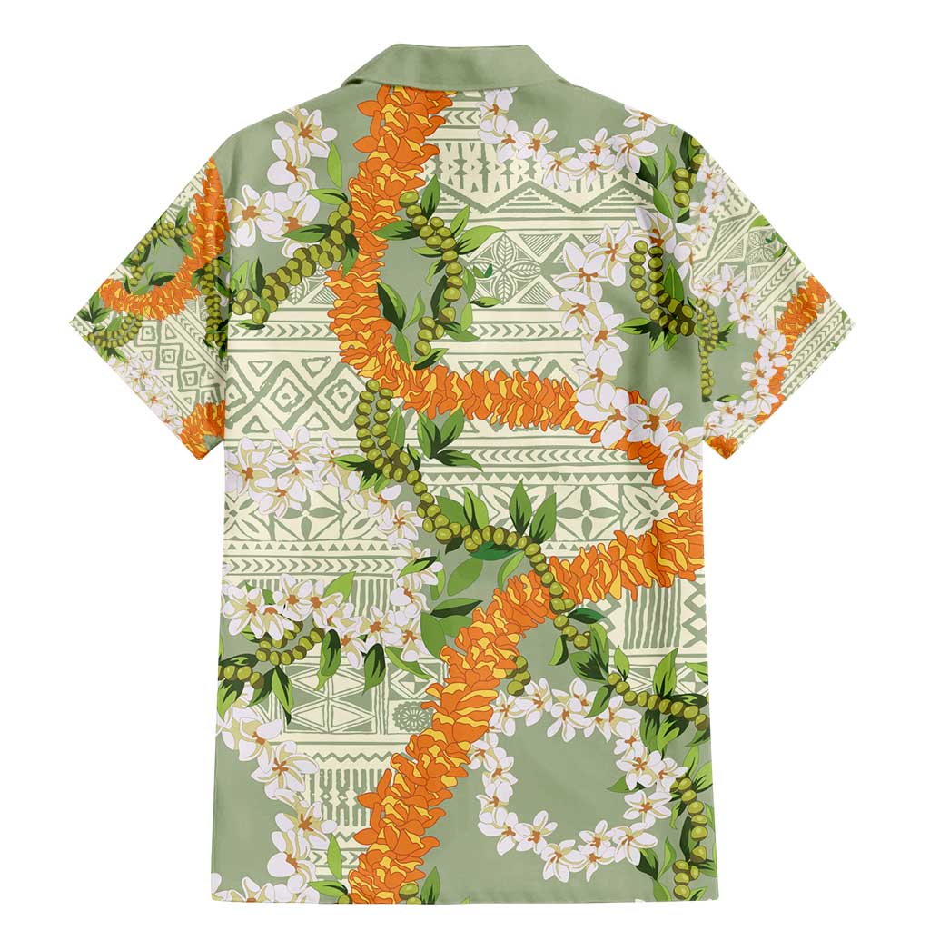 Aloha Festive Hawaii Family Matching Mermaid Dress and Hawaiian Shirt Mokihana - Maile Leis in Muted Summer - Polynesian Pride