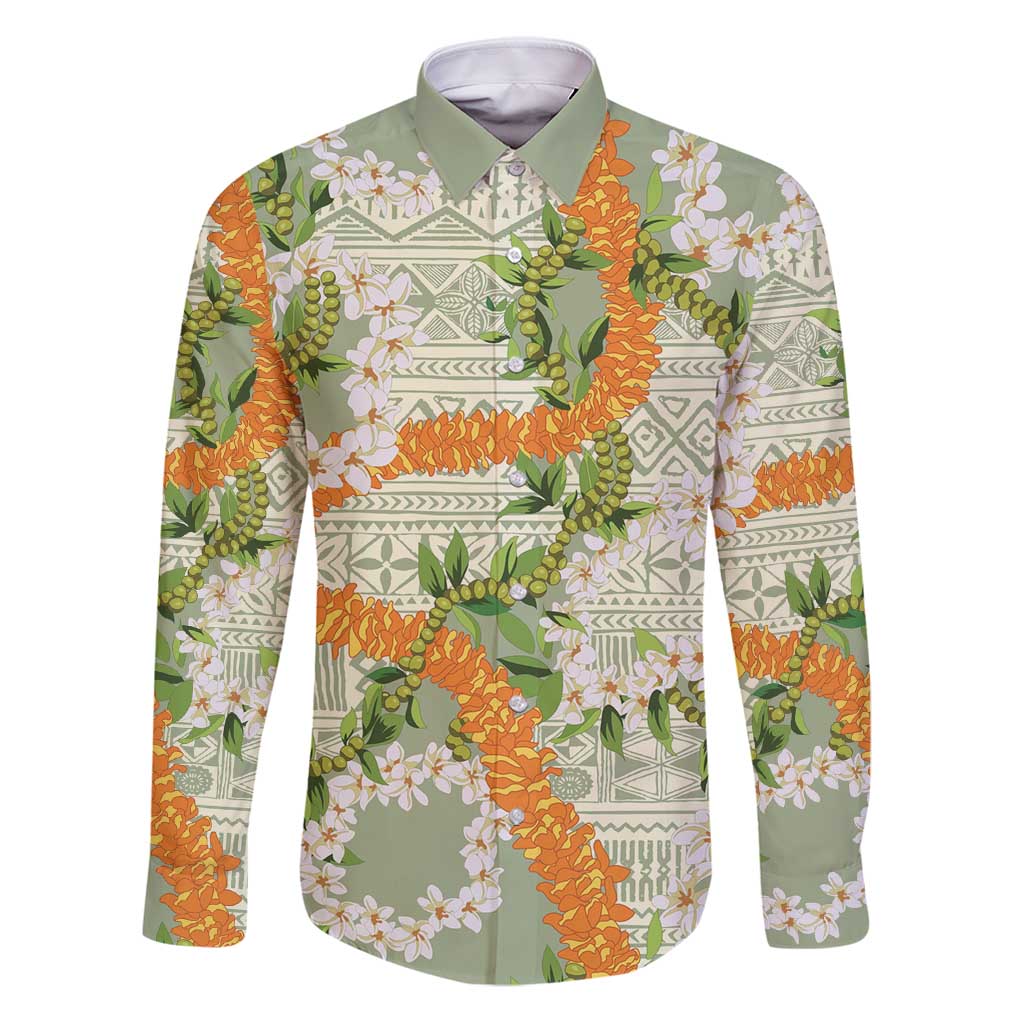 Aloha Festive Hawaii Family Matching Puletasi and Hawaiian Shirt Mokihana - Maile Leis in Muted Summer - Polynesian Pride