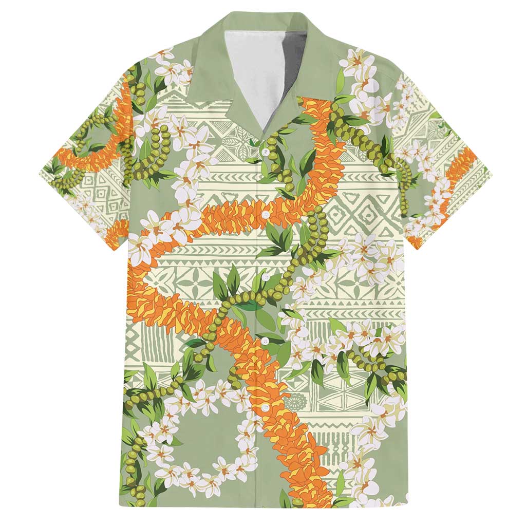 Aloha Festive Hawaii Family Matching Summer Maxi Dress and Hawaiian Shirt Mokihana - Maile Leis in Muted Summer - Polynesian Pride