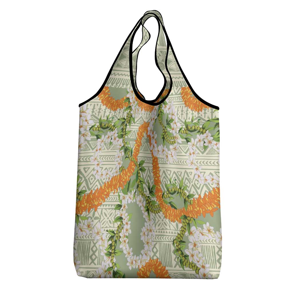 Aloha Festive Hawaii Grocery Bag Mokihana - Maile Leis in Muted Summer - Polynesian Pride
