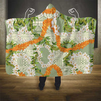 Aloha Festive Hawaii Hooded Blanket Mokihana - Maile Leis in Muted Summer - Polynesian Pride