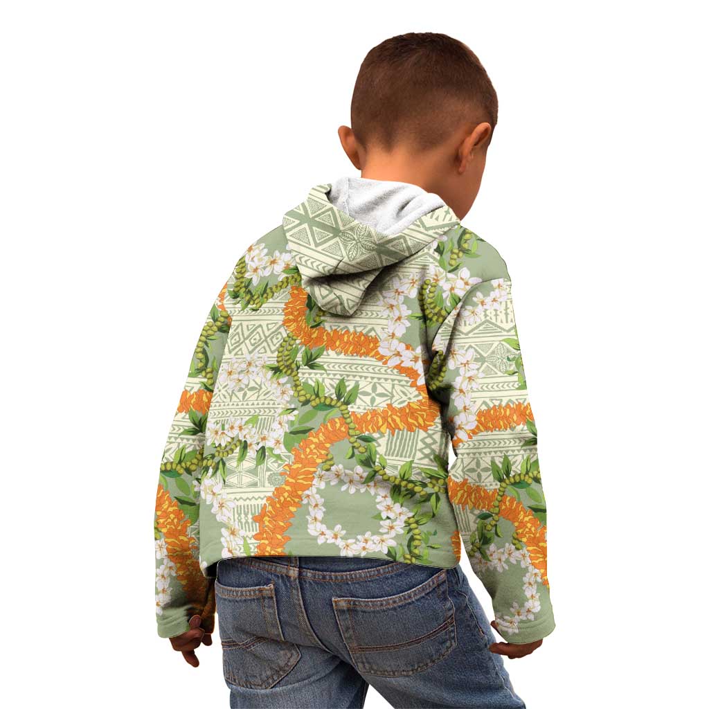 Aloha Festive Hawaii Kid Hoodie Mokihana - Maile Leis in Muted Summer - Polynesian Pride