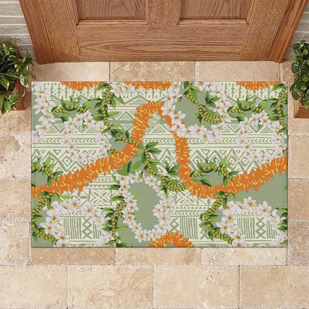Aloha Festive Hawaii Rubber Doormat Mokihana - Maile Leis in Muted Summer - Polynesian Pride