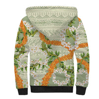 Aloha Festive Hawaii Sherpa Hoodie Mokihana - Maile Leis in Muted Summer - Polynesian Pride