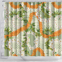 Aloha Festive Hawaii Shower Curtain Mokihana - Maile Leis in Muted Summer - Polynesian Pride