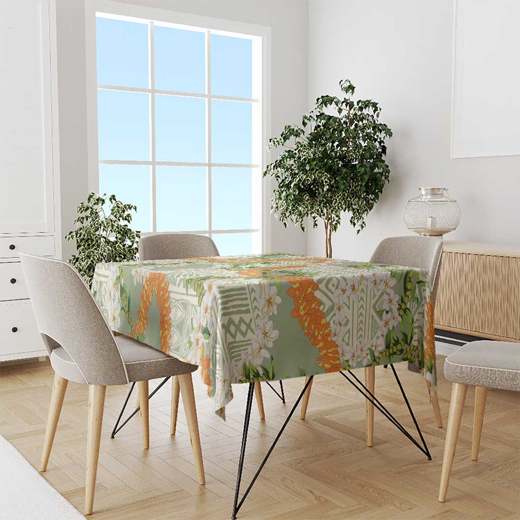 Aloha Festive Hawaii Tablecloth Mokihana - Maile Leis in Muted Summer - Polynesian Pride