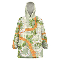 Aloha Festive Hawaii Wearable Blanket Hoodie Mokihana - Maile Leis in Muted Summer - Polynesian Pride