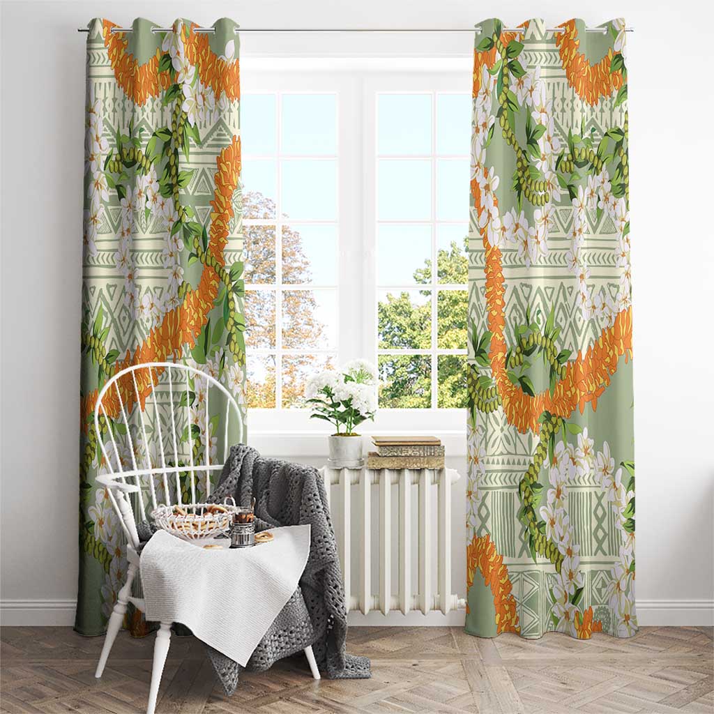Aloha Festive Hawaii Window Curtain Mokihana - Maile Leis in Muted Summer - Polynesian Pride
