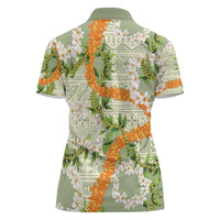 Aloha Festive Hawaii Women Polo Shirt Mokihana - Maile Leis in Muted Summer - Polynesian Pride