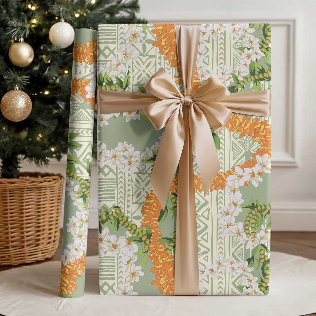 Aloha Festive Hawaii Wrapping Paper Mokihana - Maile Leis in Muted Summer LT7 - Polynesian Pride