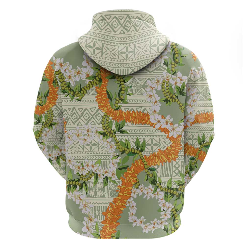 Aloha Festive Hawaii Zip Hoodie Mokihana - Maile Leis in Muted Summer - Polynesian Pride