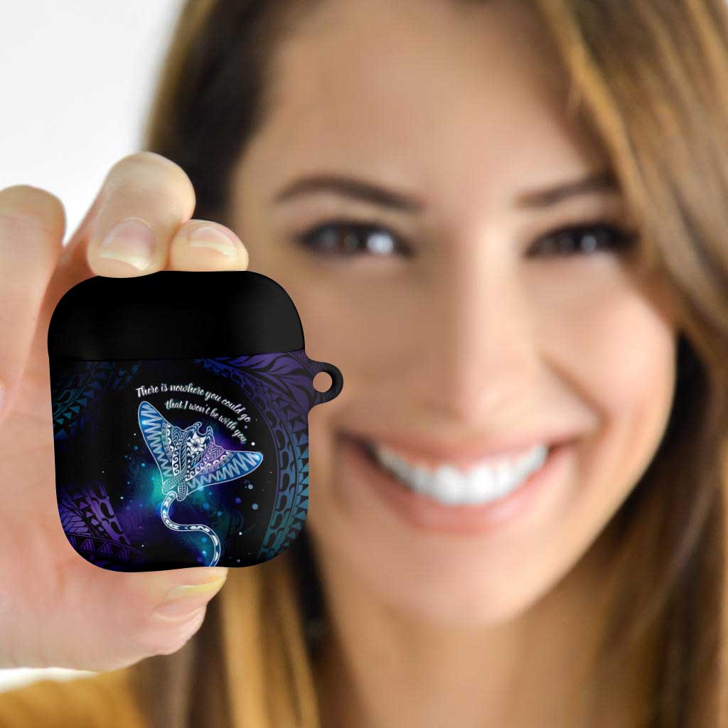 Polynesian Tala Manta Ray AirPods Case Nowhere You Could Go That I Won't Be With You LT7 Purple Teal - Polynesian Pride