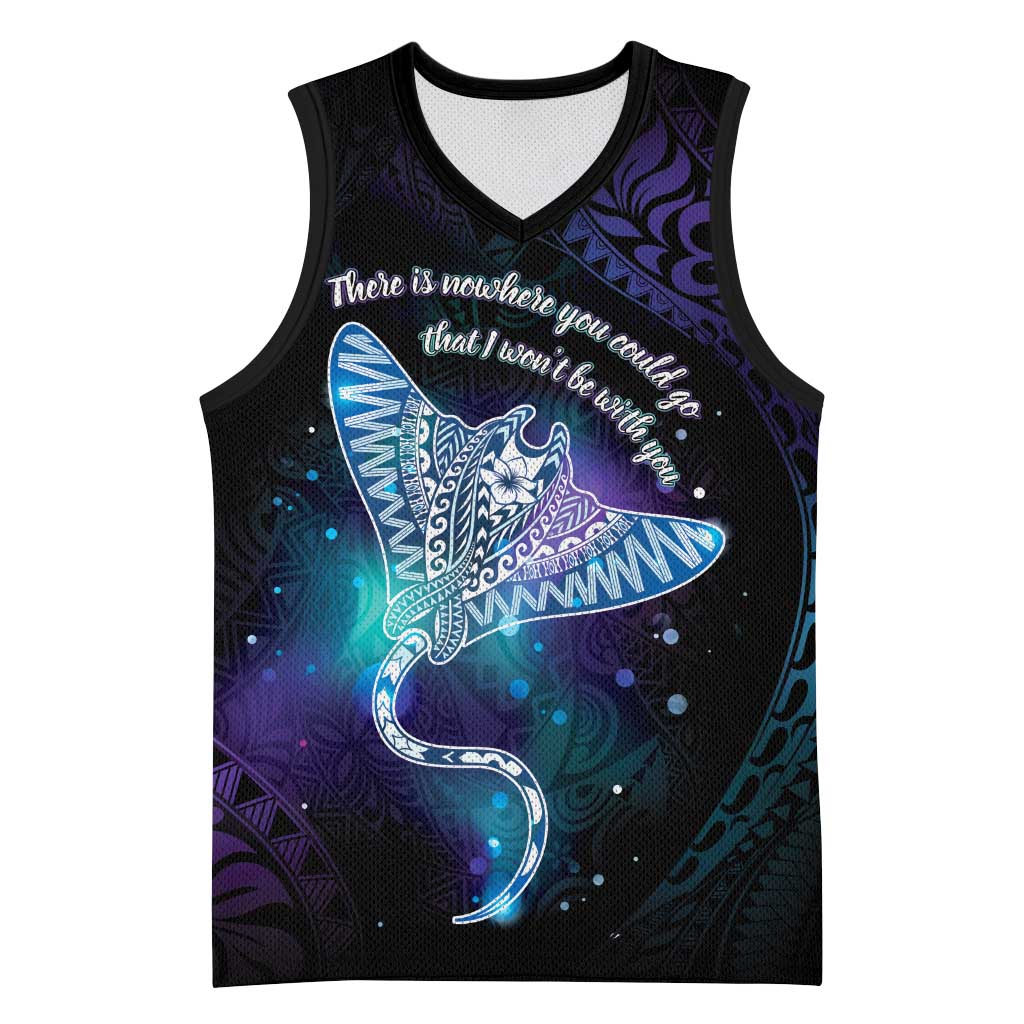 Polynesian Tala Manta Ray Basketball Jersey Nowhere You Could Go That I Won't Be With You LT7 Unisex Purple Teal - Polynesian Pride