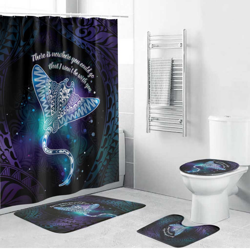 Polynesian Tala Manta Ray Bathroom Set Nowhere You Could Go That I Won't Be With You LT7 Bathroom Set (4 pcs) Purple Teal - Polynesian Pride