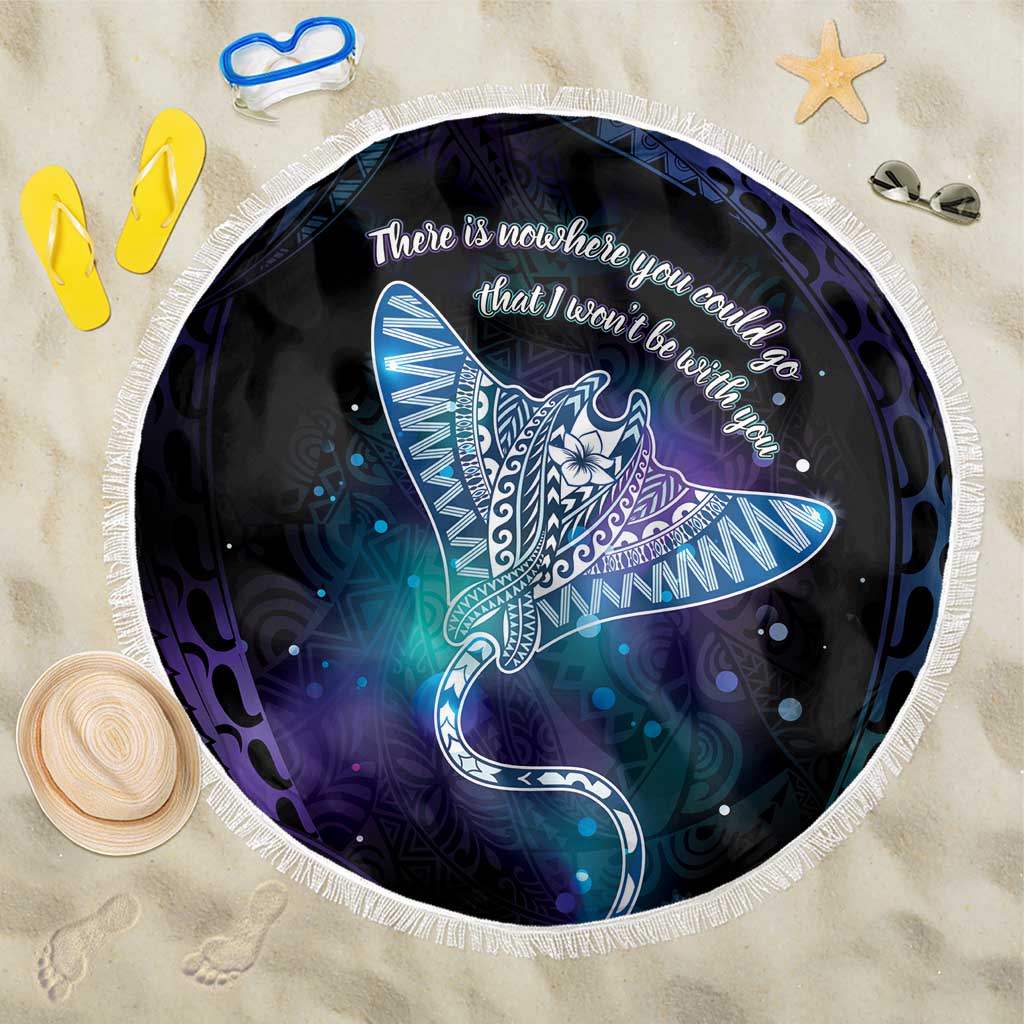 Polynesian Tala Manta Ray Beach Blanket Nowhere You Could Go That I Won't Be With You LT7 One Size 150cm Purple Teal - Polynesian Pride