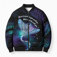 Polynesian Tala Manta Ray Bomber Puffer Jacket Nowhere You Could Go That I Won't Be With You LT7 Unisex Purple Teal - Polynesian Pride