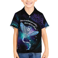 Polynesian Tala Manta Ray Family Matching Summer Maxi Dress and Hawaiian Shirt Nowhere You Could Go That I Won't Be With You LT7 Son's Shirt Purple Teal - Polynesian Pride