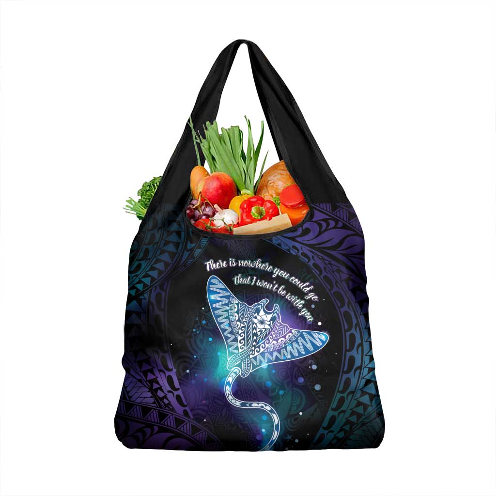 Polynesian Tala Manta Ray Grocery Bag Nowhere You Could Go That I Won't Be With You LT7 1-pack One Size Purple Teal - Polynesian Pride
