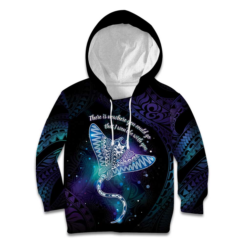 Polynesian Tala Manta Ray Kid Hoodie Nowhere You Could Go That I Won't Be With You - Polynesian Pride