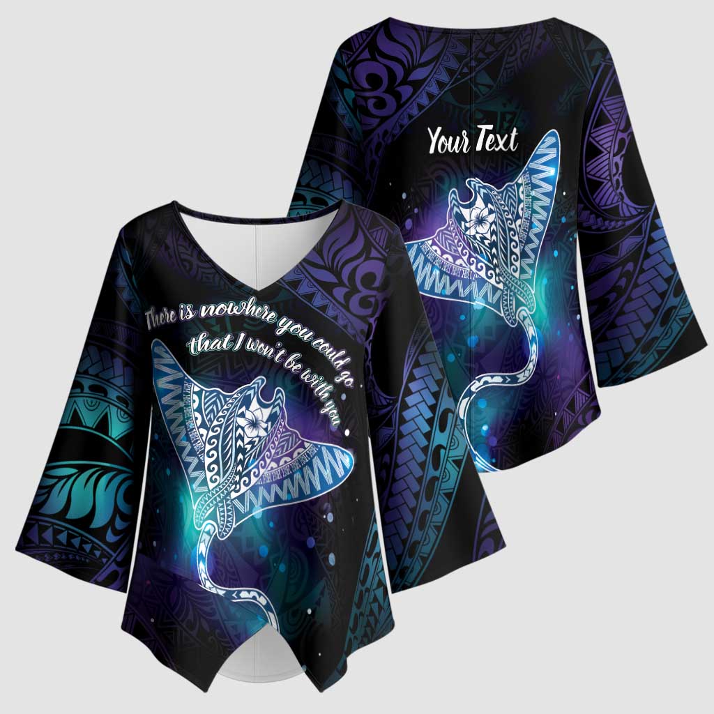 Polynesian Tala Manta Ray Kimono Sleeve Blouse Nowhere You Could Go That I Won't Be With You LT7 - Polynesian Pride